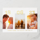 De moderne GOLD DATE Drie CODE van de Foto QR spar Folie Uitnodiging (Voorkant)