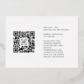 De moderne GOLD DATE Drie CODE van de Foto QR spar Folie Uitnodiging (Achterkant)