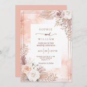 De moderne Golden Light Pink rozen bruiloft Kaart (Voorkant / Achterkant)