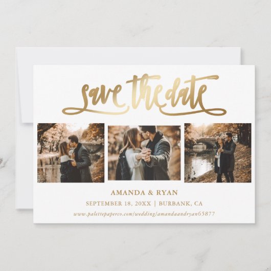 De moderne gouden Band van het Manuscript Foto bew Save The Date (Voorkant)