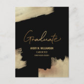De moderne gouden borstelslag zwarte Afstuderen na Aankondigingskaart (Voorkant)