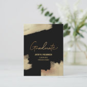 De moderne gouden borstelslag zwarte Afstuderen na Aankondigingskaart (Staand voorkant)