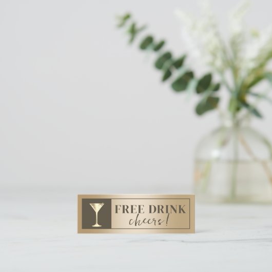De moderne gouden Drink ticket Drink Voucher (Staand voorkant)