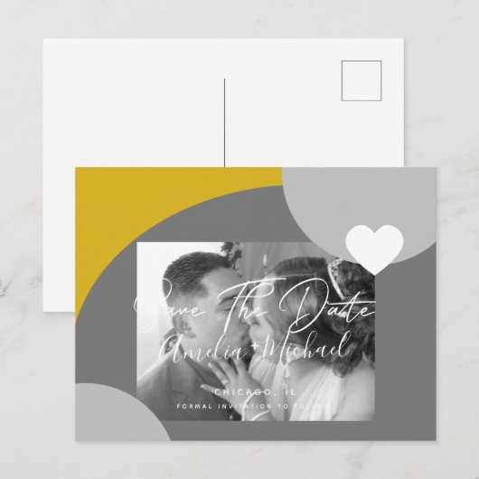 De moderne Grijs van de Foto Geel van de Kunst spa Briefkaart (Voorkant / Achterkant)