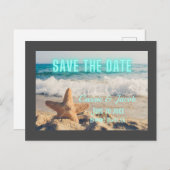 De moderne Grijze Grens van de Klein van de Beach  Aankondigingskaart (Voorkant / Achterkant)