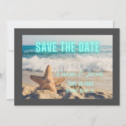 De moderne Grijze Grens van de Klein van de Beach  Save The Date (Voorkant)
