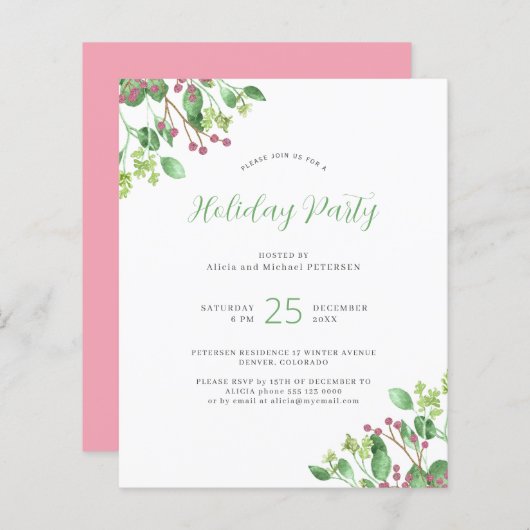 De moderne groene feestdag van de begroting nodigt (Voorkant / Achterkant)