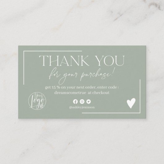 De moderne groene het manuscriptorde van de sage d visitekaartje (Voorkant)