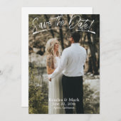 De moderne Handgeschreven Foto bewaart de Datum Kaart (Voorkant / Achterkant)