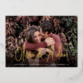 De moderne Handgeschreven Foto van het Manuscript  Folie Uitnodiging (Voorkant)