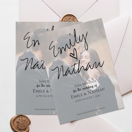 De moderne Handgeschreven Foto van het Manuscript  Save The Date