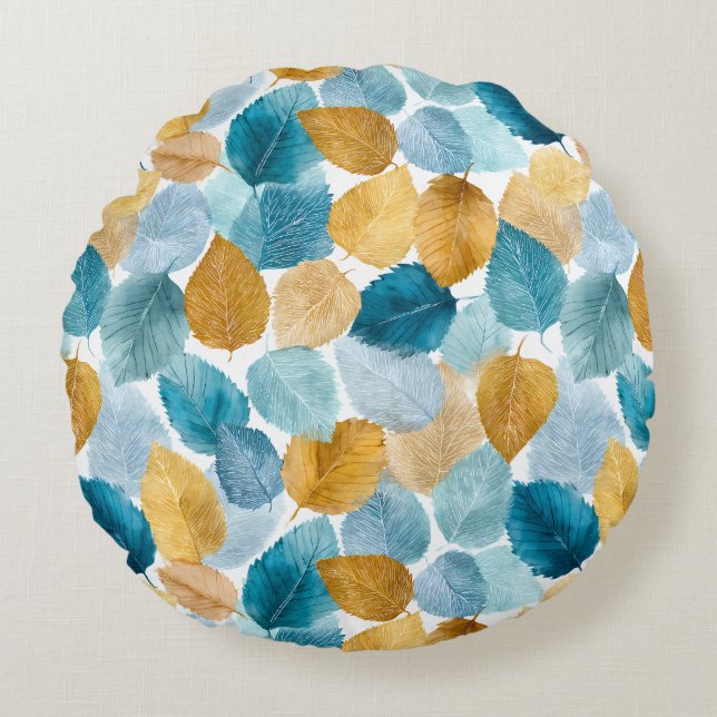 De moderne herfst laat een naadloos patroon van de rond kussen (Voorkant)