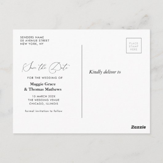 De moderne het manuscriptbruiloft van de fotoKiep  Briefkaart (Achterkant)