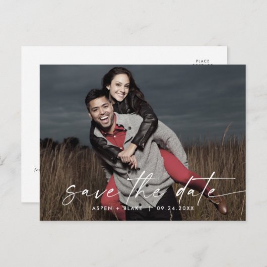 De moderne Horizontale Donkere Foto van het Manusc Uitnodiging Briefkaart (Voorkant / Achterkant)