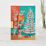 De moderne Kaart van Cats Christmas<br><div class="desc">Modern Cats Christmas Kaart beschikt over een aantal ondeugend uitziende katten sizing up hun aluminium kerstboom. Een geweldige kaart voor kattenliefhebbers en fans van modern design uit het midden van de eeuw. Onthoud je vrienden, familie medewerkers met onze Retro Christmas-Kaarten! Pas de begroeting binnen aan, voeg een foto of logo...</div>