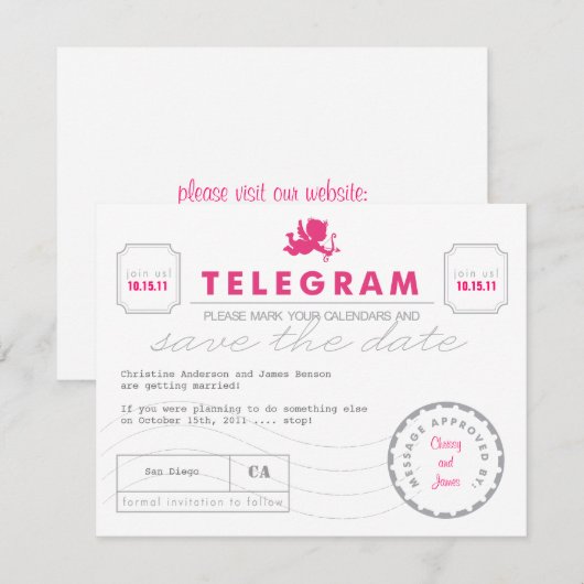 De moderne Kaart van Telegram sparen de Datum (Voorkant / Achterkant)