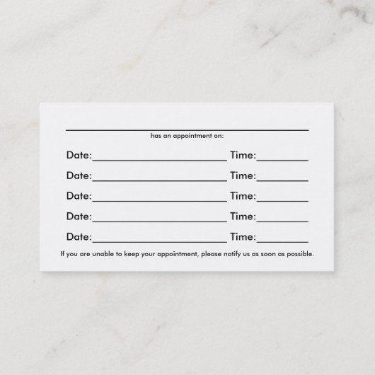 De moderne Kaarten van de Benoeming van de Afsprakenkaartje (Achterkant)