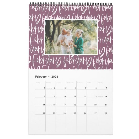 De moderne kalender van het markerpenfotoscript (Feb 2026)