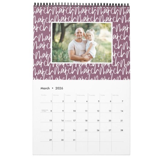De moderne kalender van het markerpenfotoscript (Mar 2026)