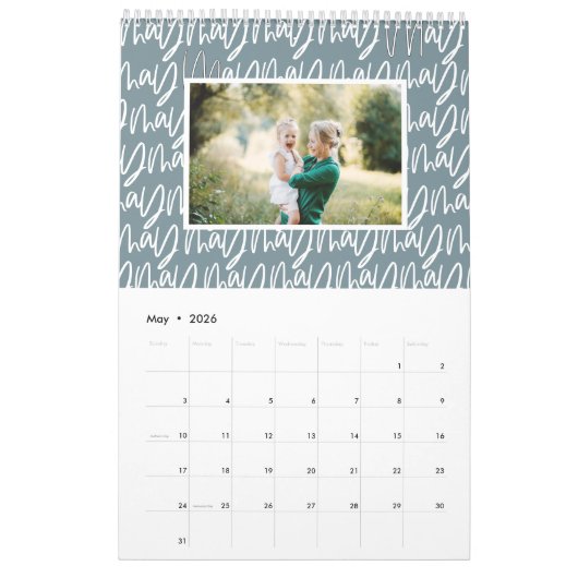 De moderne kalender van het markerpenfotoscript (Mei 2026)