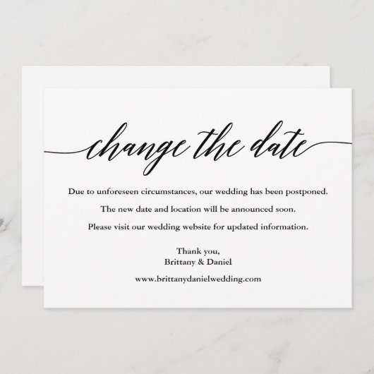 De moderne kalligrafie verandert de Datum Kaart va (Voorkant / Achterkant)