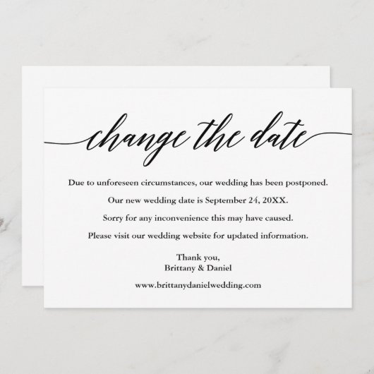 De moderne kalligrafie verandert de Datum Nieuwe K Save The Date (Voorkant / Achterkant)