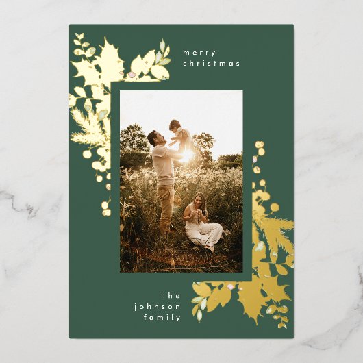 De moderne kerstflessen van de Waterverf Groen en  Folie Feestdagenkaart (Voorkant)