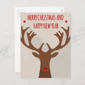 De moderne kerstmanhiel van de rendierhiel feestdagenkaart (Voorkant / Achterkant)
