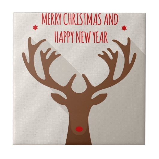 De moderne kerstmanhiel van de rendierhiel tegeltje (Voorkant)