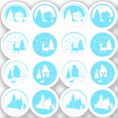 De moderne kerstwinterscène stelt Ice Blue in Sticker (Voorkant)