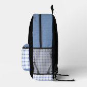 De Moderne Klassieker — Blauwe & Witte Gingham Bedrukte Rugzak (Rechts)