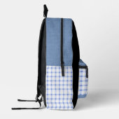 De Moderne Klassieker — Blauwe & Witte Gingham Bedrukte Rugzak (Links)