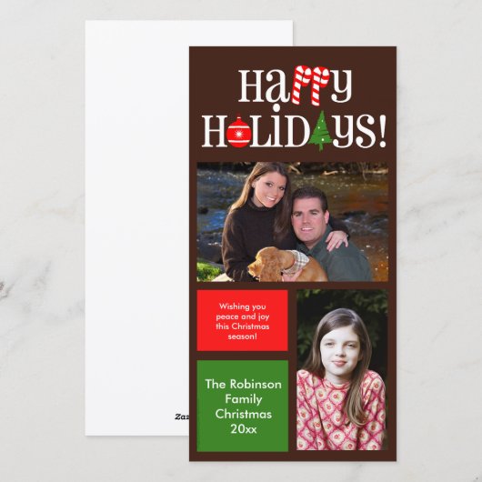 De moderne Kleur van de Vakantie blokkeert 2 Feestdagenkaart (Voorkant / Achterkant)