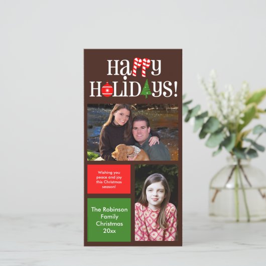 De moderne Kleur van de Vakantie blokkeert 2 Feestdagenkaart (Staand voorkant)