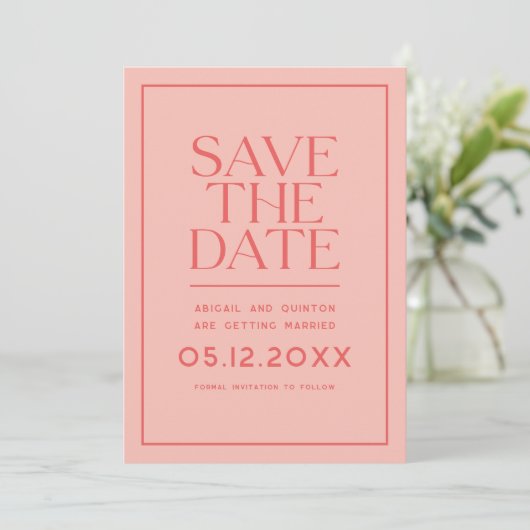 De Moderne Kleur van het perzikje sparen de Datum Save The Date (Staand voorkant)