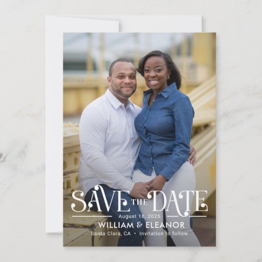 De moderne Kleur van Retro Editable sparen de Kaar Feestdagenkaart (Voorkant)