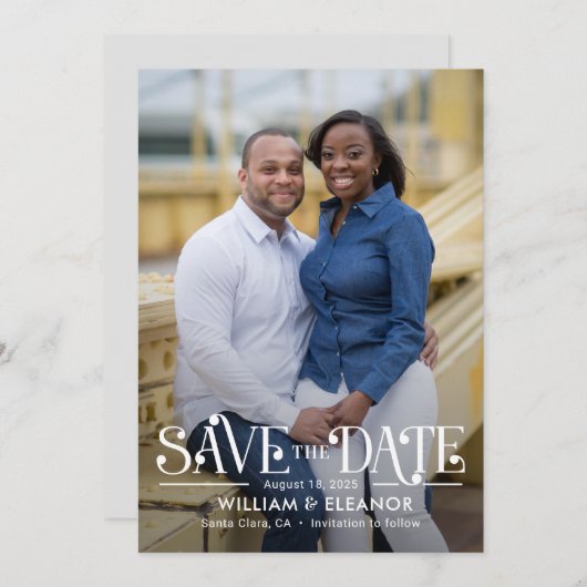 De moderne Kleur van Retro Editable sparen de Kaar Feestdagenkaart (Voorkant / Achterkant)