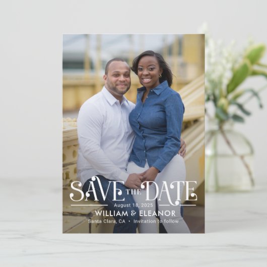 De moderne Kleur van Retro Editable sparen de Kaar Feestdagenkaart (Staand voorkant)