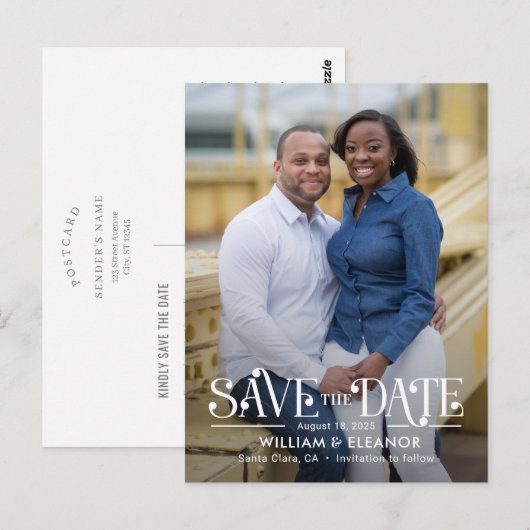 De moderne Kleur van Retro Editable sparen het Bri Briefkaart (Voorkant / Achterkant)