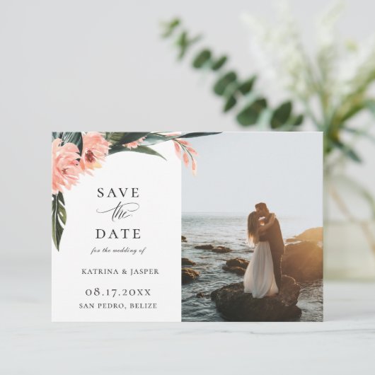 De moderne Koraal van Tropics Foto sparen de Datum Aankondiging (Staand voorkant)