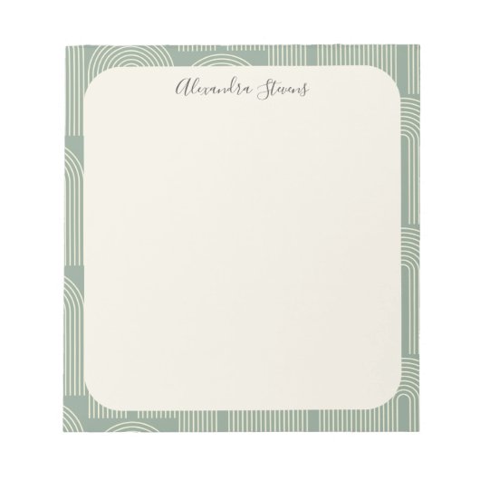 De moderne Kunst Sage Groen Gepersonaliseerd Notitieblok (Voorkant)