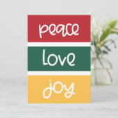 De moderne Kute Peace Love Joy kerstbegroetingen Feestdagenkaart (Staand voorkant)
