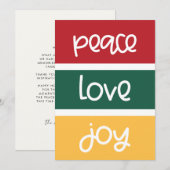 De moderne Kute Peace Love Joy kerstbegroetingen Feestdagenkaart (Voorkant / Achterkant)