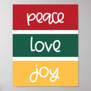 De moderne Kute Peace Love Joy kerstbegroetingen Poster