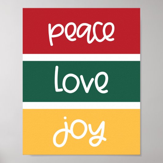 De moderne Kute Peace Love Joy kerstbegroetingen Poster (Voorkant)