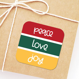 De moderne Kute Peace Love Joy kerstbegroetingen Vierkante Sticker