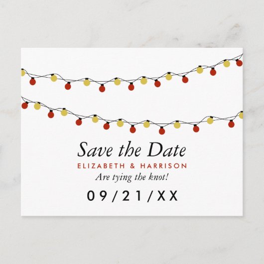 De moderne Lichten van het Koord, Rood & Goud spar Aankondigingskaart (Voorkant)