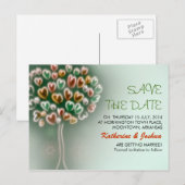 De moderne liefdesboom Save the Date briefkaarten (Voorkant / Achterkant)