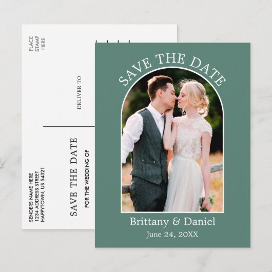 De moderne Lijst Eucalyptus Green bewaart de Datum Briefkaart (Voorkant / Achterkant)