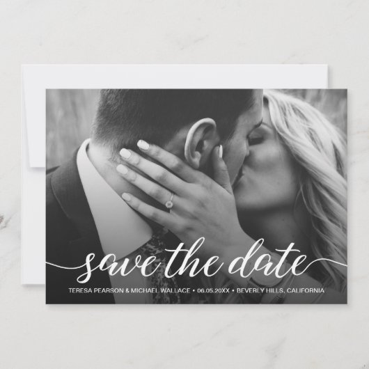 De moderne Manuscript bekleding sparen de Foto van Save The Date (Voorkant)
